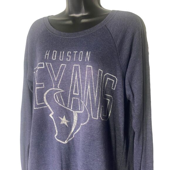 VTG Pink Victoria Secret NFL Houston Texans Women Size M Navy Long Sleeve Shirt - Picture 2 of 9